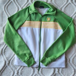 Vintage Wet Seal Green Yellow White Zip Up Jacket Size M